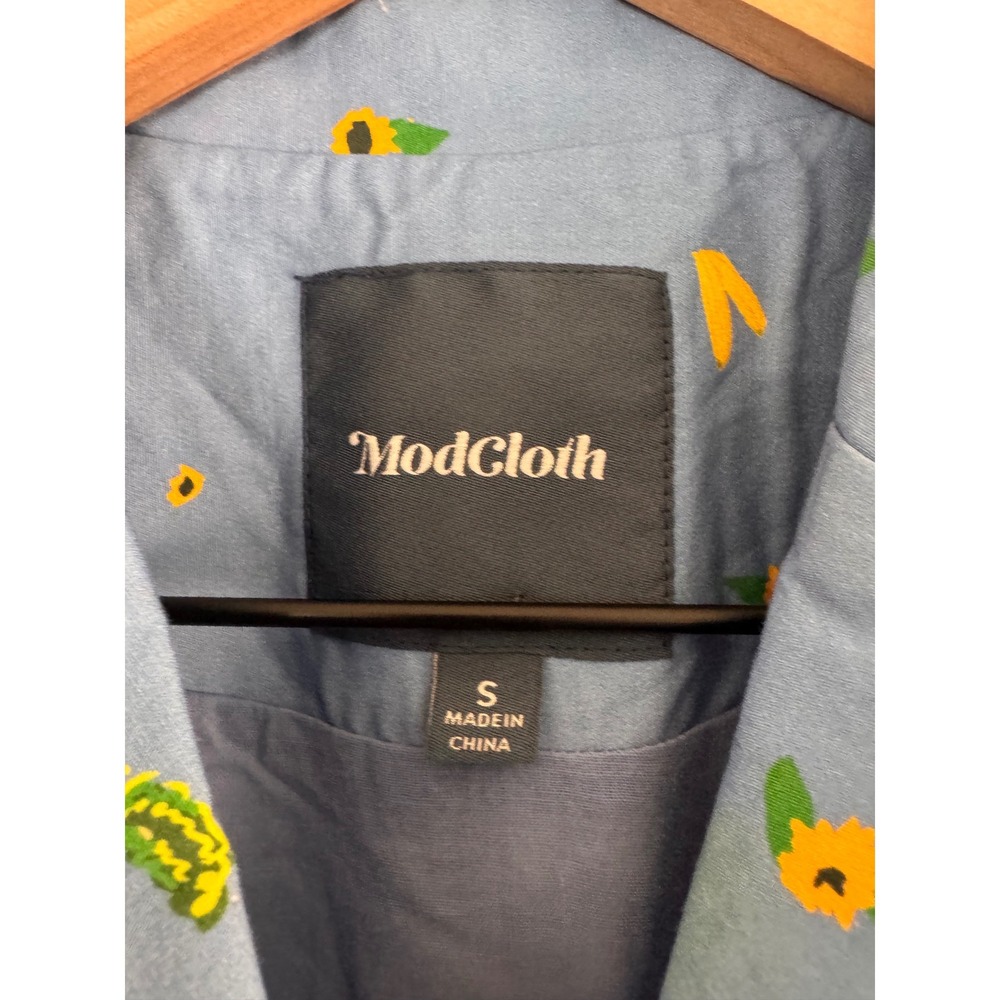 ModCloth Farmers Market Blue Novelty Print Sleeveless Shirt Dress Retro SZ Small - Picture 4 of 4